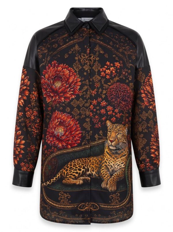 tg_1b1329f9217e5437 Premium Leopard Floral Shirt Dress