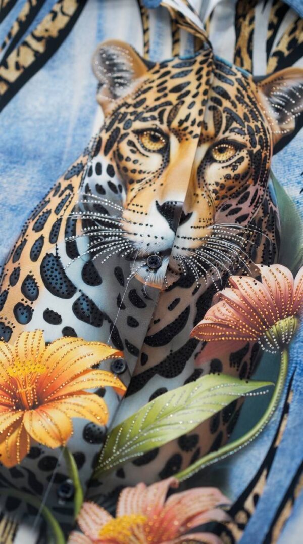 tg_48db05acc6e529ca Premium Denim Shirt with Leopard & Floral Print