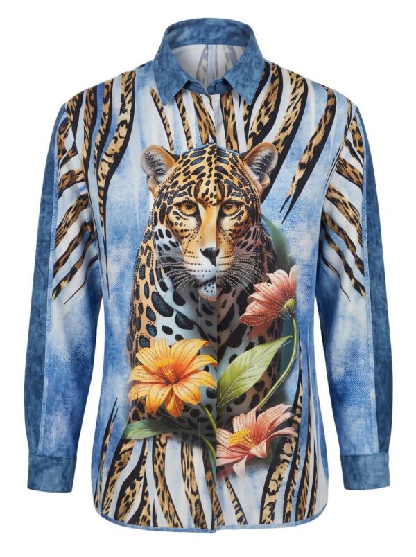 tg_5c3b13d8571cea82 Premium Denim Shirt with Leopard & Floral Print