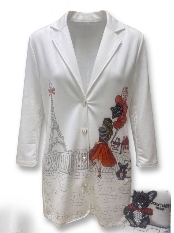 tg_5eb96c10d74afec4 Premium White Eiffel Tower Graphic Jacket - Sizes 42-46