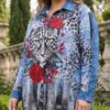 tg_600f3e521092e5d6 Premium Denim Leopard Rose Print Shirt