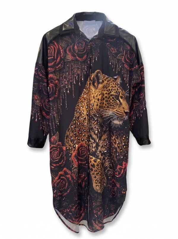 tg_75a2060f87de4eb3 Premium Animal Print Dress with Floral Embellishments