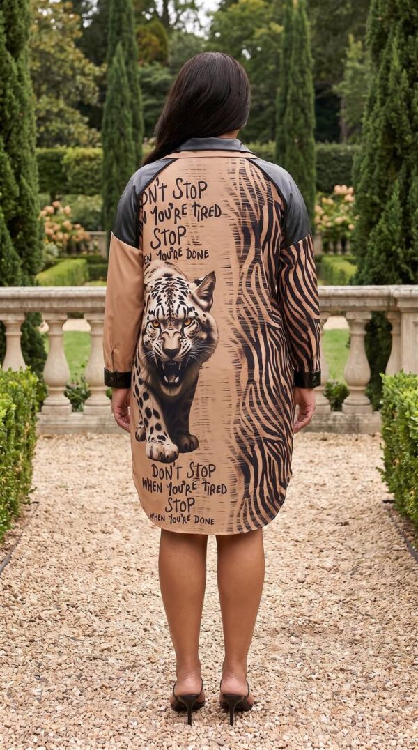 tg_8fd4ee43a0ecad8b Premium Animal Print Shirt Dress with Motivational Graphics