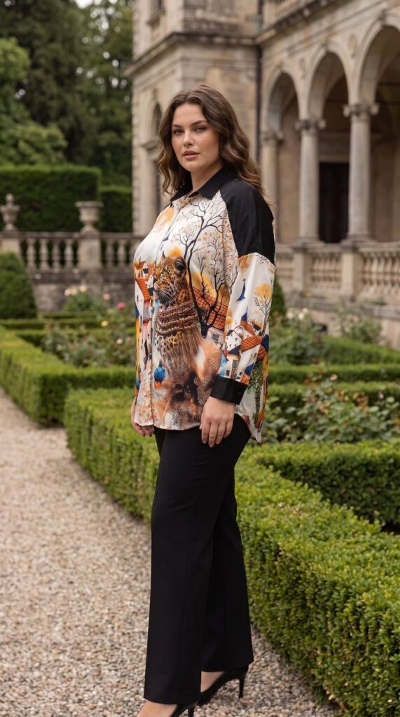 Premium Autumn Village Artistic Button-Up Shirt