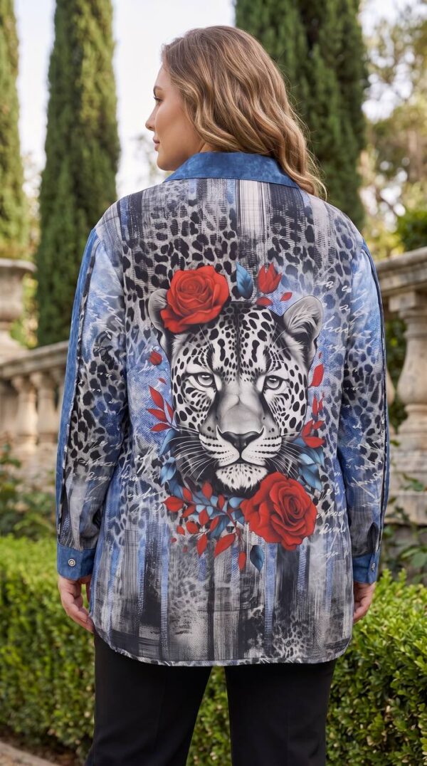 tg_d03f287a6cd023e8 Premium Denim Leopard Rose Print Shirt