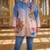 Designer Zip-Front Hoodie Coat with Tiger & Floral Print