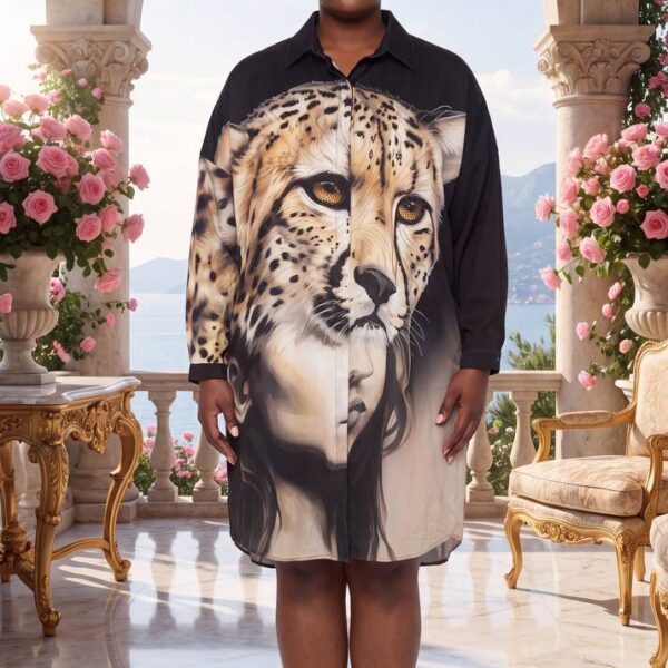 Premium Animal Print Shirt Dress