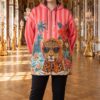 tg_1ba58c99a48fddd9 Premium Striped Hooded Coat with Artistic Animal Print
