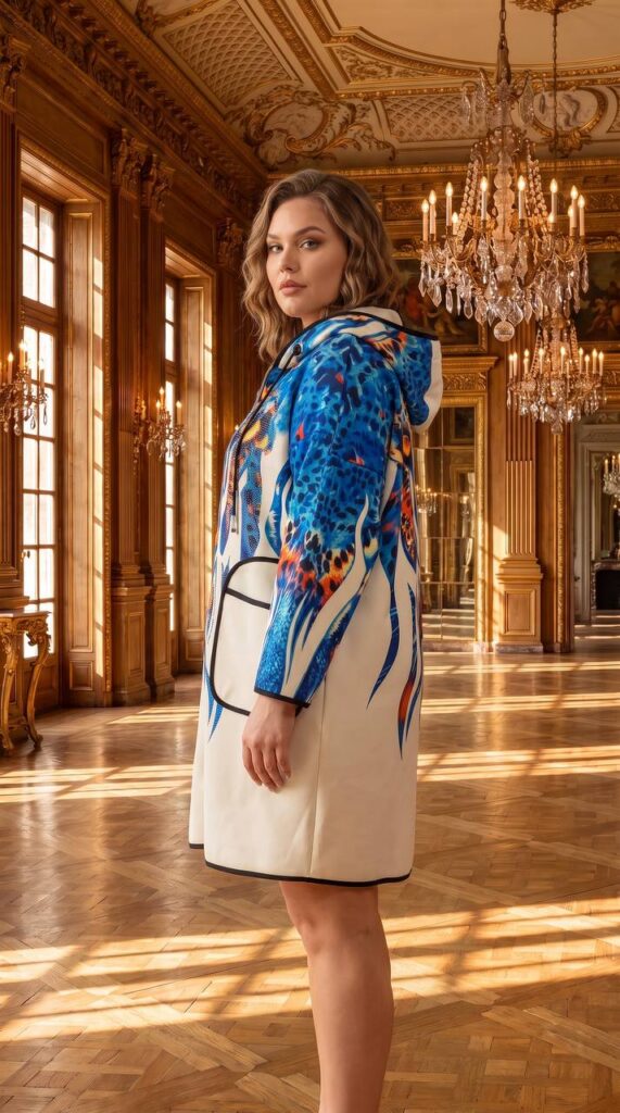 Premium Printed Coat with Abstract Pattern