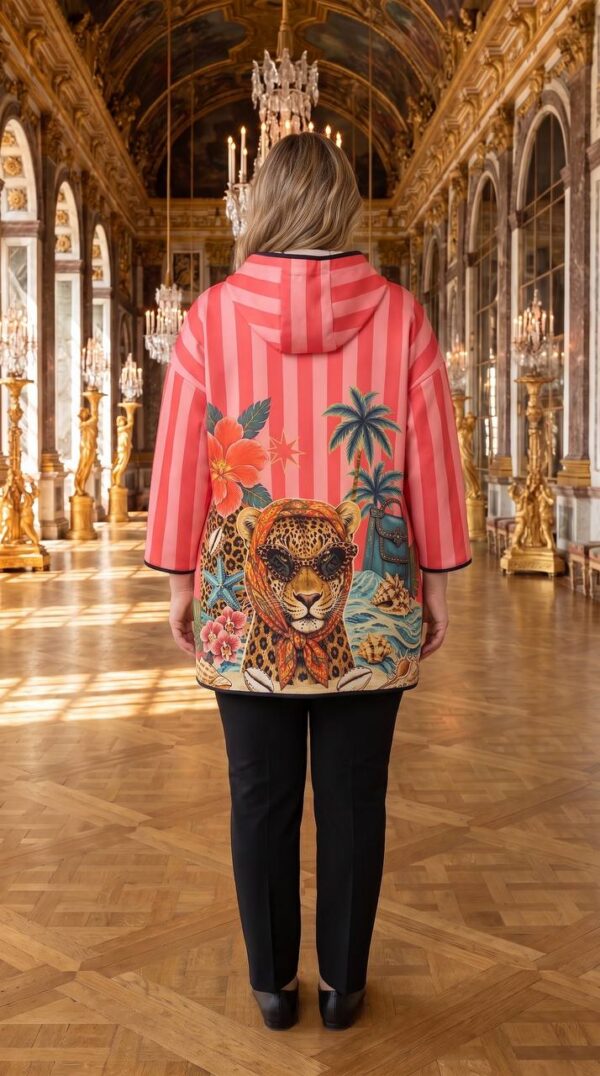 tg_bf432d005a3a3400 Premium Striped Hooded Coat with Artistic Animal Print