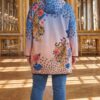 Designer Zip-Front Hoodie Coat with Tiger & Floral Print