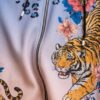 Designer Zip-Front Hoodie Coat with Tiger & Floral Print